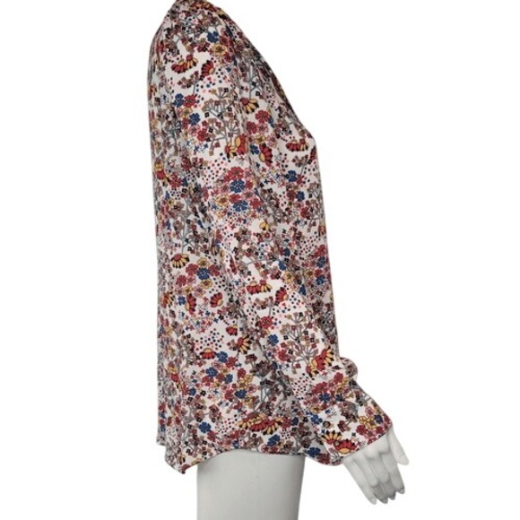 Talbots Meadow Floral Tie Neck Blouse - Picture 4 of 12